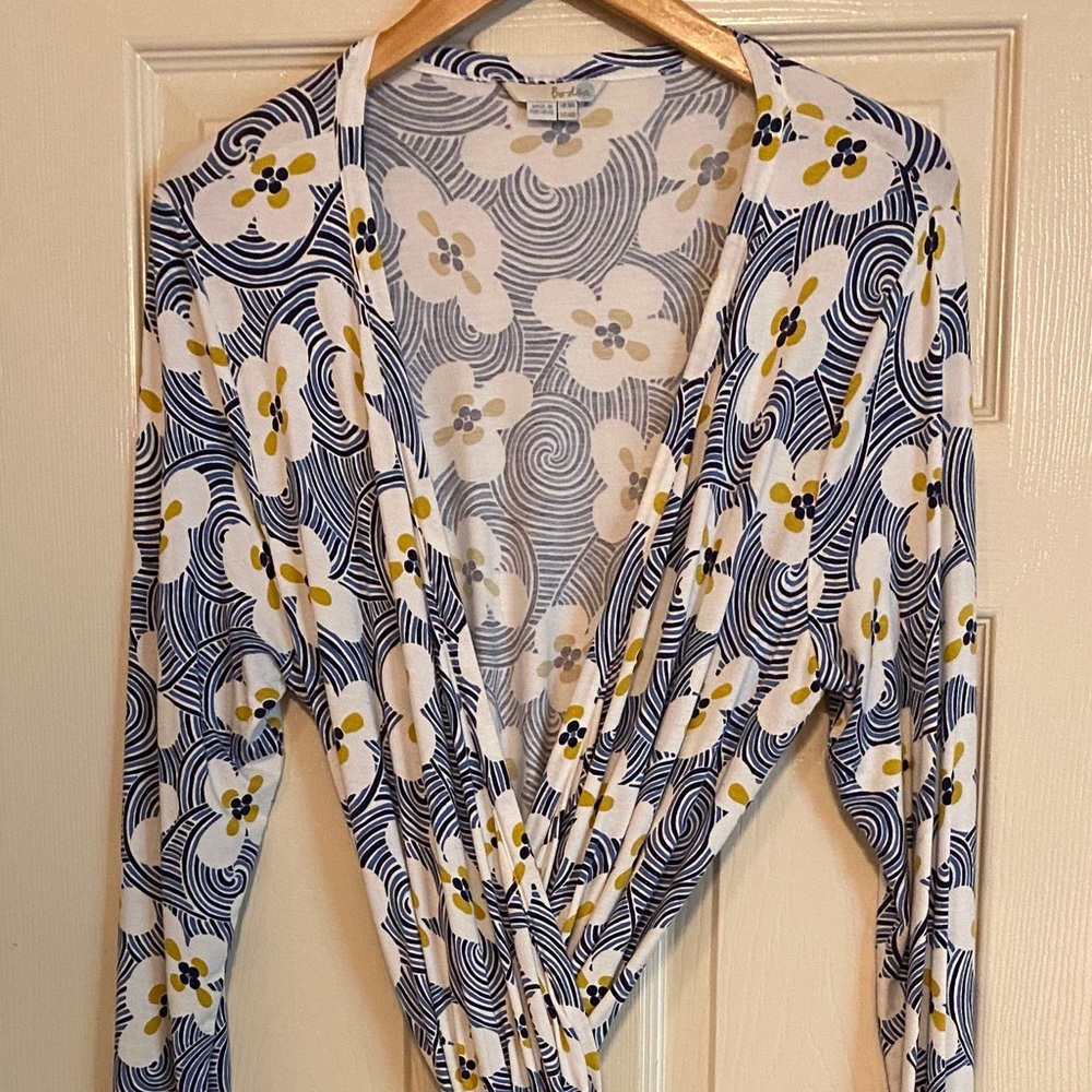 Boden wrap jersey dress in graphic floral print
